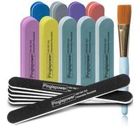 Pingispower Limas y pulidores de uñas, 16 limas de uñas profesionales y bloques pulidores de uñas para uñas naturales y acrílicas, lima de uñas de grano 100/180 y 600/3000, juego de herramientas de