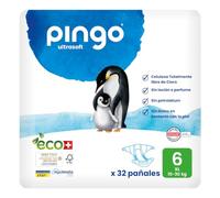 Pingo Pañales Ecológicos Talla 6 XL (15-30 kg), 1 bolsa de 32 pañales