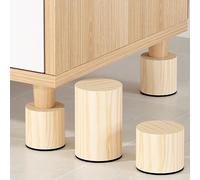 pingping1991 Elevadores de Cama de Madera,4 Piezas Redonda Patas de Muebles,Almohadilla Inferior Protege los Suelos,Soporta hasta 1000 Kg,para Mesa Camas Sofás Armarios