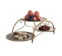 PINGSHI Boutique UK 3-Tier Fruit Bowl Countertop Storage Stand Snacks Plate,Candy Display Plates,Metal Basket for Home Office Wfestival Decor