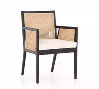 PINGSHI Boutique UK Rattan Dining Chairs with Full Cane Backrest, Wooden Leisure Accent Chair for Living Room Garden