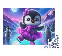 Pingüino Adorable Patinando sobre Hielo Puzzle de 1000 Piezas Papel Puzzle para Adultos Noche Polar Fantástica Relajación Hogar Regalo 70x50cm/1000pcs