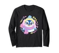 Pingüino Azul Invierno Retrato Amante gráfico Amarillo Rosa Bufanda Manga Larga