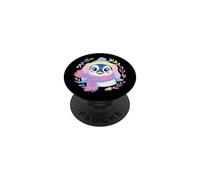 Pingüino Azul Invierno Retrato Amante gráfico Amarillo Rosa Bufanda PopSockets PopGrip Adhesivo
