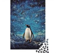 Pingüino bajo el Cielo Estrellado 1000 Piezas Stock De Cartas Premium Paquete De Rompecabezas Entusiastas De Jigsaw Senior Descompresión Entrenamiento Decoración De Paredes 52x38cm/1000pcs