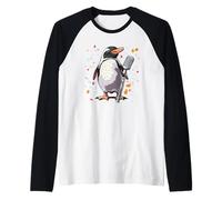 Pingüino Cantante con micrófono para Amantes del Karaoke y los pingüinos Camiseta Manga Raglan