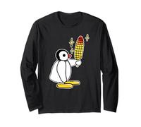 Pingüino comiendo maíz en un palo Manga Larga