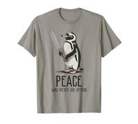 Pingüino con Cuchillo La Paz Nunca fue una opción Meme Divertido Camiseta