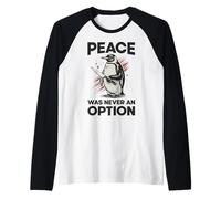 Pingüino con Cuchillo La Paz Nunca fue una opción Meme Divertido Camiseta Manga Raglan