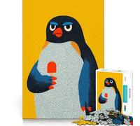Pingüino con Paleta de Helado sobre Fondo Amarillo Rompecabezas de 1000 Piezas para Adolescentes Ideal para estimular la Memoria para armar en casa Un Regalo Encantador (38x26cm)