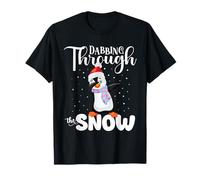 Pingüino Dabbing Through The Snow Funny Christmas Cute Camiseta