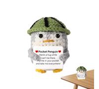 Pingüino de apoyo emocional, pingüino positivo de punto,Juguete de pingüino de energía con tarjeta de aliento - Juguete pequeño y lindo, llevando un sombrero para la decoración de