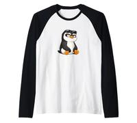 Pingüino de Dibujos Animados Fresco con Gafas de Sol Haciendo una Camiseta Manga Raglan