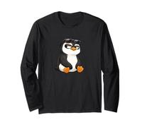 Pingüino de Dibujos Animados Fresco con Gafas de Sol Haciendo una Manga Larga