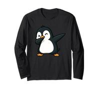 Pingüino de dibujos animados fresco dabbing con un guiño Manga Larga