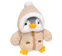Pingüino de peluche de 9, 8 pulgadas, pequeño y lindo juguete de peluche de pingüino suave con chaqueta con capucha peluda, animales de navideños para niños y niñas, cumpleaños, pingüinos re