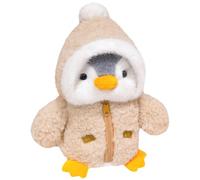 Pingüino de Peluche de 9, 8 Pulgadas, pequeño y Lindo Juguete de Peluche de pingüino Suave con Chaqueta con Capucha Peluda, Animales de navideños para cumpleaños de niños y niñas