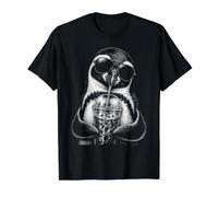 Pingüino Divertido Bebiendo café Helado Camiseta gráfica económica, Hombre, Negro, XL