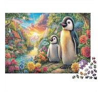 Pingüino Duo Rompecabezas 1000 Piezas Pingüino Duo Art Print Estéticos Y Desafiantes Entretenimiento Creativo Regalo para Familiares/Parejas para Adultos Y Niños Mayores De 8 Años 52x38cm/1000pcs