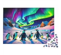 Pingüino Emperador Aurora Polar Puzzle de 1000 Piezas Papel Puzzle para Adultos Escena Nocturna Puzzle para Toda la Familia Relajación Regalo 38x26cm/1000pcs