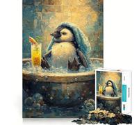 Pingüino en bañera con cóctel Rompecabezas para Adultos de 1000 Piezas Juguete para ejercitar la Mente Diseño para aliviar el estrés Un Regalo Encantador (38x26cm)