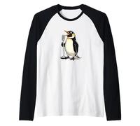 Pingüino en Karaoke Bar para los Amantes de los Animales Cantantes Camiseta Manga Raglan