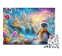 Pingüino en un país de Las Maravillas de los Dulces Puzzle De 1000 Piezas Lindo pingüino Cumpleaños Y Vacaciones 38x26cm/1000pcs