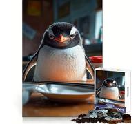 Pingüino Enojado en la Mesa, Rompecabezas de 1000 Piezas para Adultos, Habilidad cognitiva, relajación Informal, Cierre sólido, Elegante, (38x26cm)