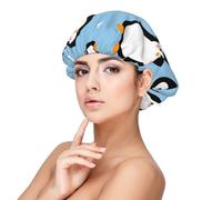 Pingüino esponjoso Invierno esponjoso,Gorro de dormir de satén ajustable para adultos, de seda, elástico, para dormir, para mujer