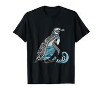 Pingüino estilizado con motivos de olas oceánicas Camiseta