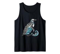 Pingüino estilizado con motivos de olas oceánicas Camiseta sin Mangas