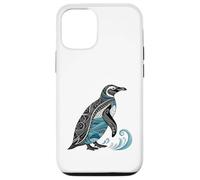 Pingüino estilizado con motivos de olas oceánicas Carcasa para iPhone 12/12 Pro