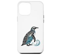 Pingüino estilizado con motivos de olas oceánicas Carcasa para iPhone 12 Pro Max