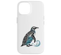 Pingüino estilizado con motivos de olas oceánicas Carcasa para iPhone 14