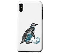 Pingüino estilizado con motivos de olas oceánicas Carcasa para iPhone XS Max