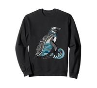 Pingüino estilizado con motivos de olas oceánicas Sudadera