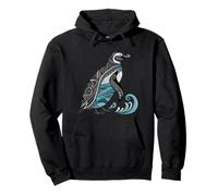 Pingüino estilizado con motivos de olas oceánicas Sudadera con Capucha