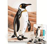 Pingüino estilizado en Paisaje desértico Rompecabezas de 1000 Piezas para Adolescentes Mejora la Memoria Juego Relajante Bordes limpios Artículo de Santa Claus 38x52cm