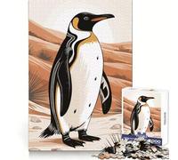 Pingüino estilizado en Paisaje desértico Rompecabezas de 1000 Piezas para Adolescentes Mejora la Memoria Juego Relajante Bordes limpios Artículo de Santa Claus 38x52cm