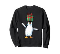 Pingüino Feliz con Caja sobre la Cabeza en Estilo navideño Sudadera