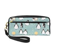 Pingüino Globo Copo De Nieve, Bolsa de Maquillaje Bolsa de cosméticos Bolsa de Aseo de Viaje portátil Estuche de Cuero para Mujeres y niñas