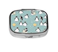 Pingüino Globo Copo de Nieve, Meta Pastillero 2 Compartimentos Medicina, Organizador Portátil