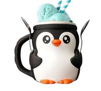 Pingüino Ice Cream Pint Holder, Pingüino Ices Creams Tubs Sleeve With Built-In Spoon, Cute 3D-printed Penguins Ice Pint Holder, No-slip Reusable Animal Ices Cream Cooler Container
