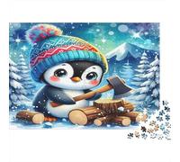Pingüino Invernal Bonito Puzzle de 1000 Piezas para Adultos Papel Escena de Bosque Nevado Juego de Puzzle 1000 Piezas Relajación Concentración Regalo Decoración Hogar 70x50cm/1000pcs