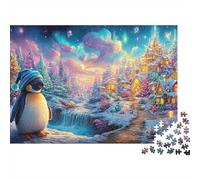 Pingüino Lindo en el País de Las Maravillas de Invierno Puzzle De 1000 Piezas Lindo pingüino Juego De Puzzle Familiar para Todas Las Edades 52x38cm/1000pcs
