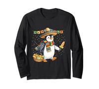 Pingüino Mexicano Poncho Cinco De Mayo Fiesta Sombrero Meme Manga Larga