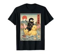 Pingüino Ninja Japón Vintage Japonés Ukiyo-e Arte Camiseta