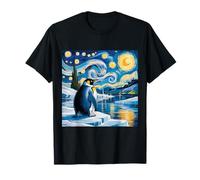 Pingüino noche estrellada Van Gogh lindo animal de invierno Camiseta