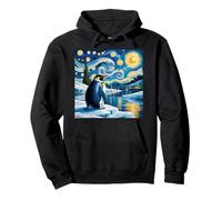 Pingüino noche estrellada Van Gogh lindo animal de invierno Sudadera con Capucha