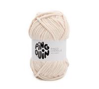 Pingüino Pingo Chenille - Ovillo de lana para ganchillo y tejer - 100% poliéster - Aguja nº 6 - Color blanco